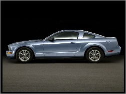 Lewy Profil, Niebieski, Ford Mustang